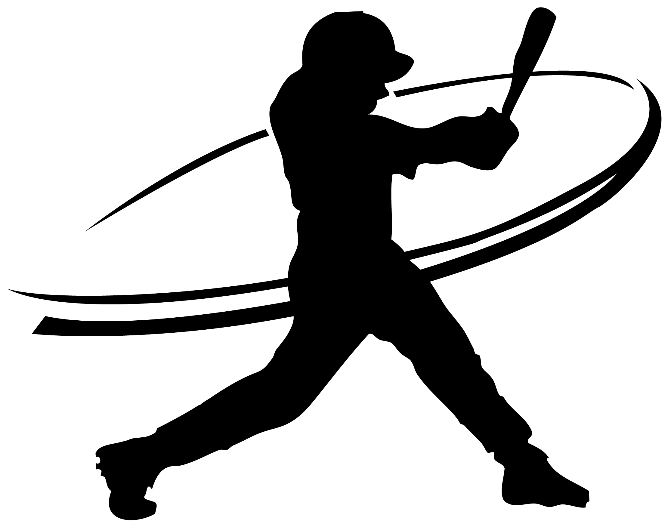 Baseball girl swinging clipart silhouette