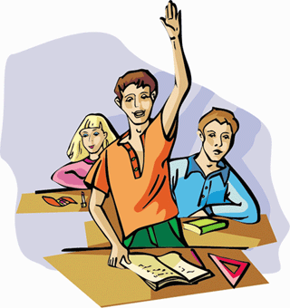 Student in classroom clipart