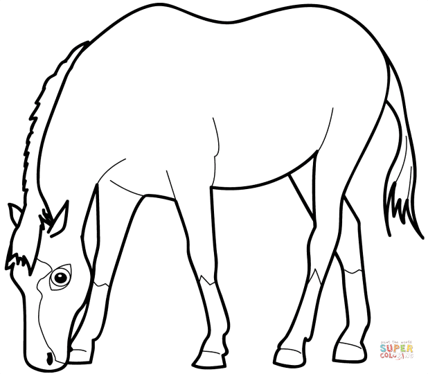 Horse Eating Grass coloring page | Free Printable Coloring Pages