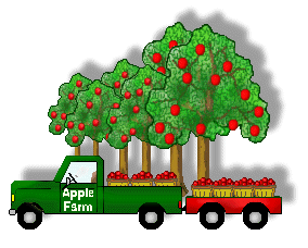 Apples Clip Art - Green Trucks and Wagons and Apple Trees - Apple ...