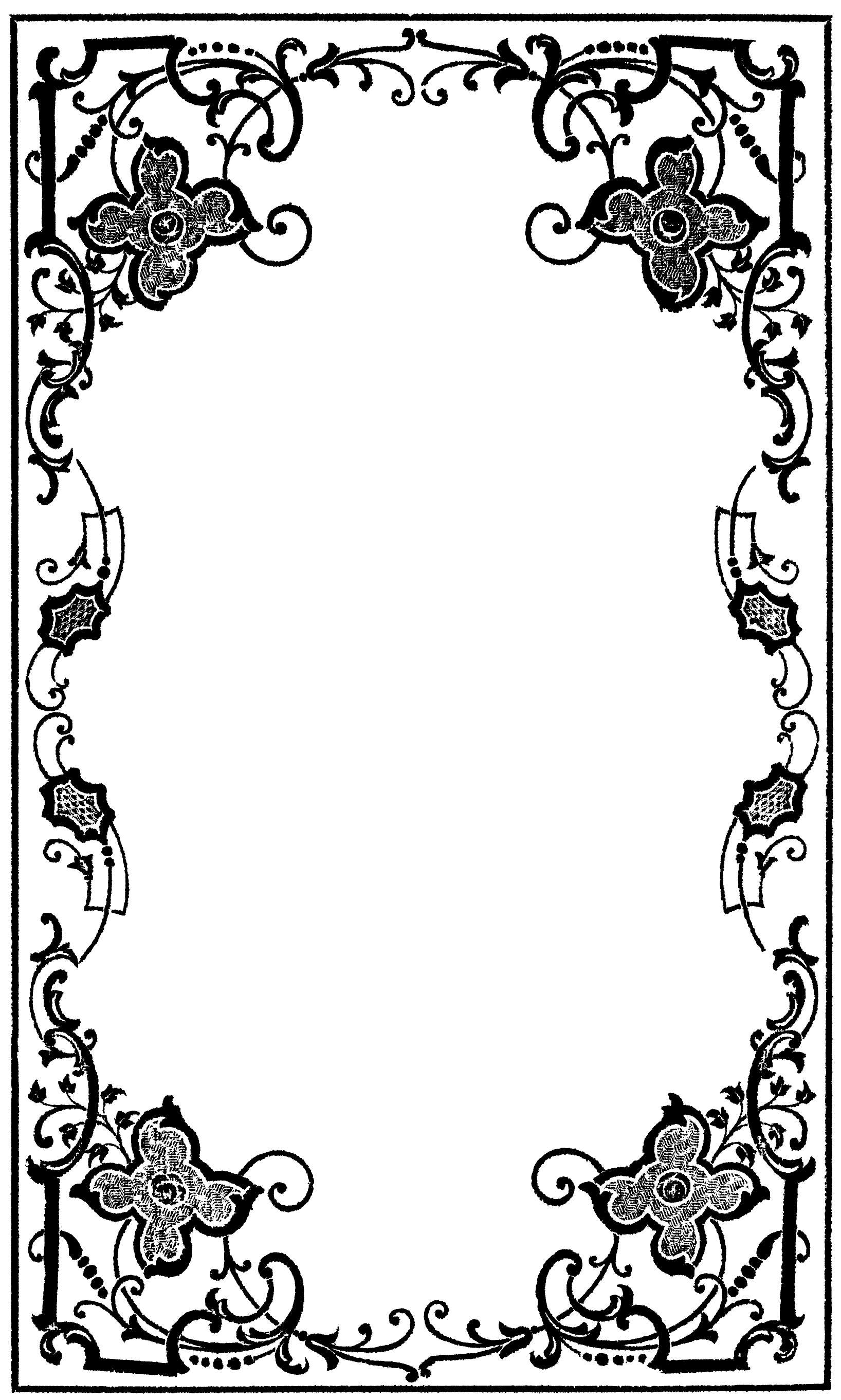 Flowers Clip Art Border Black And White