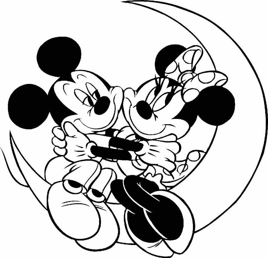 Mickey And Minnie Mouse In Love Coloring Pages - AZ Coloring Pages