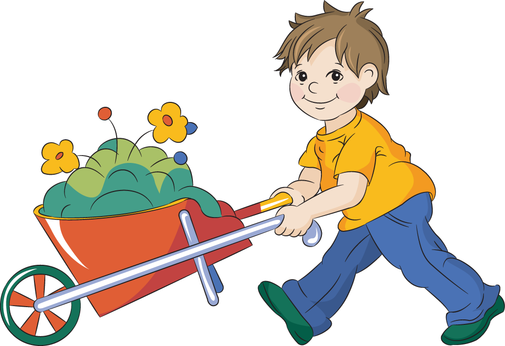 Boy Pushing A Wheel Barrow