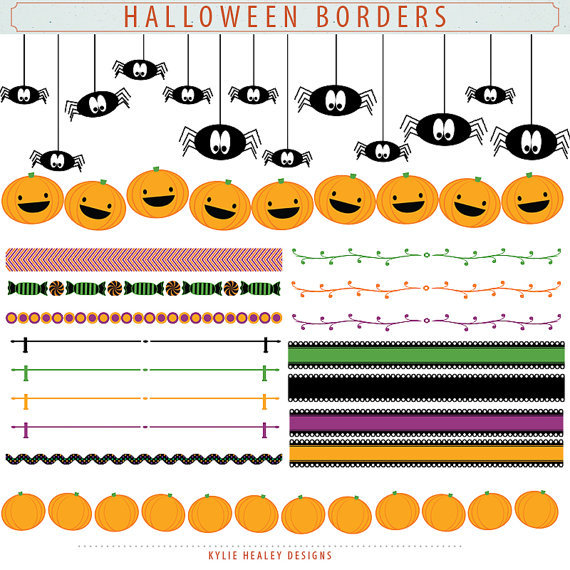 Halloween Digital Borders and Ribbons by KylieHealeyDesigns