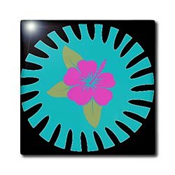 Amazon.com - Bright Pink Hawaiian Flower On A Turquoise and Black ...