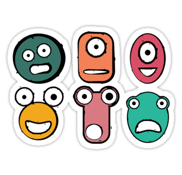 Funny monster characters faces" Stickers by Ostapchuk | Redbubble