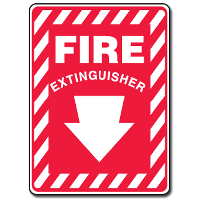 Fire Safety Signs: Fire Extinguisher with Symbol, Adhesive Vinyl ...