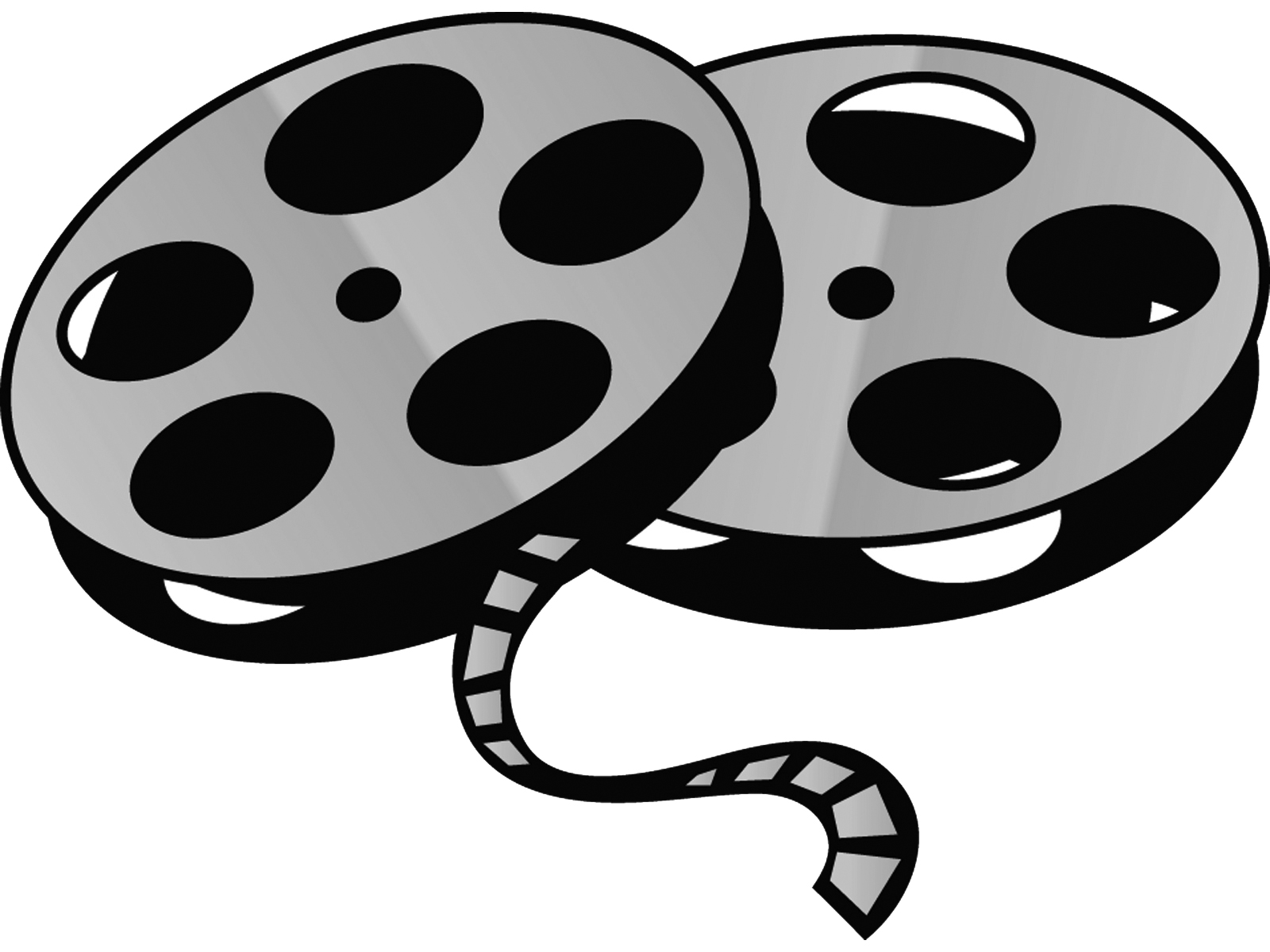 Film reel clipart black and white