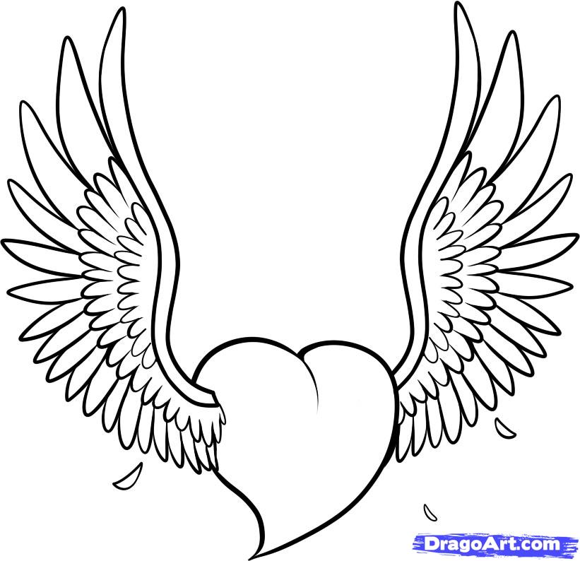 Hearts With Wings Coloring Pages - AZ Coloring Pages
