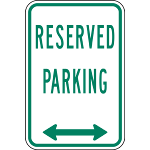 Parking Control: Reserved Parking [ Green Both Directions Arrow ...