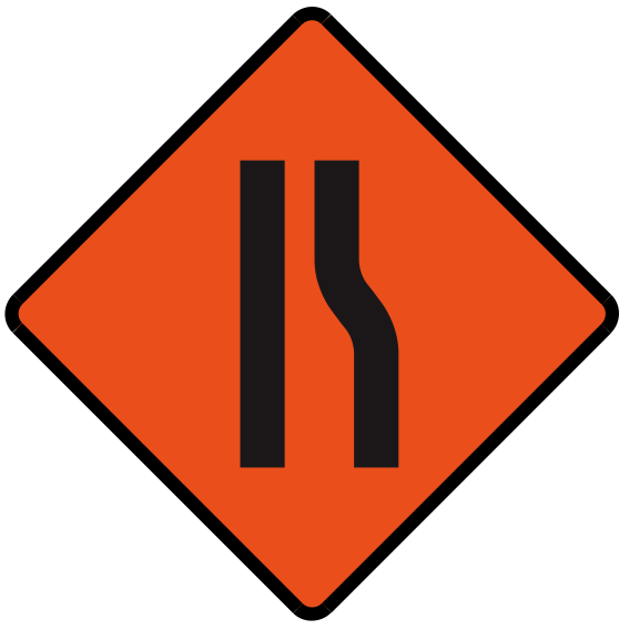 Singapore Road Signs - Temporary Sign - Road narrows on right ...