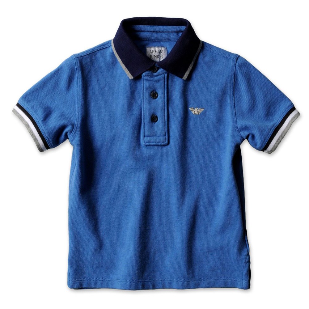 Armani Junior Logo Embriodered Blue Boys Polo Shirt > Armani ...