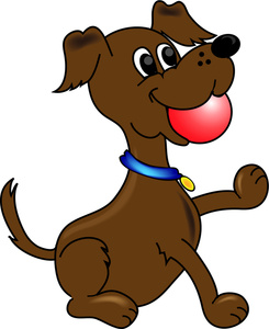 Puppy Clipart Image - Cartoon of a Playful Puppy With a Rubber Ball