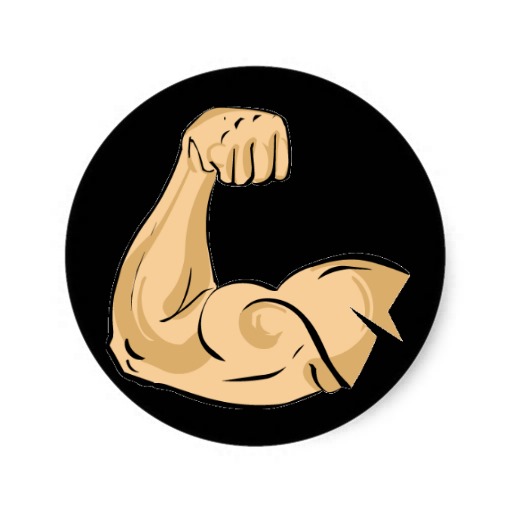 CARTOON MUSCLES MAN strong arm biceps athletic pow Stickers at Zazzle.