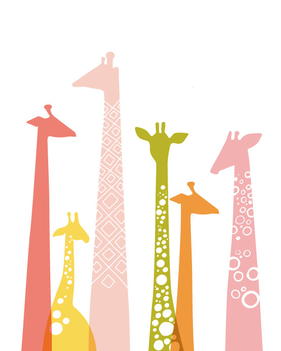 DIY modern giraffe silhouettes art template. PDF. by ThePaperNut