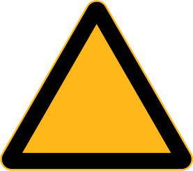 Triangle warning sign (black and yellow).svg