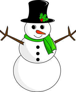 Clip Art Of Happy Snowman Holding A Blue Ornament Picture 144108