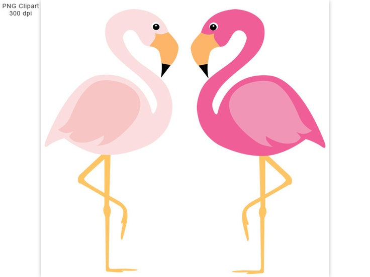 Pink flamingo clipart a pair of pink birds digital clip art ...