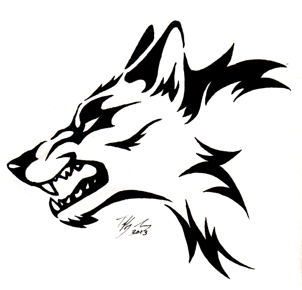 Howling wolf head clipart
