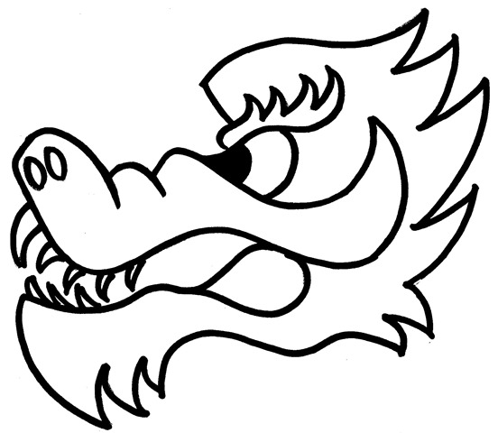 Chinese dragon head clipart black and white