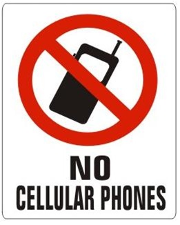 No Cell Phones Sign - P/N 10174