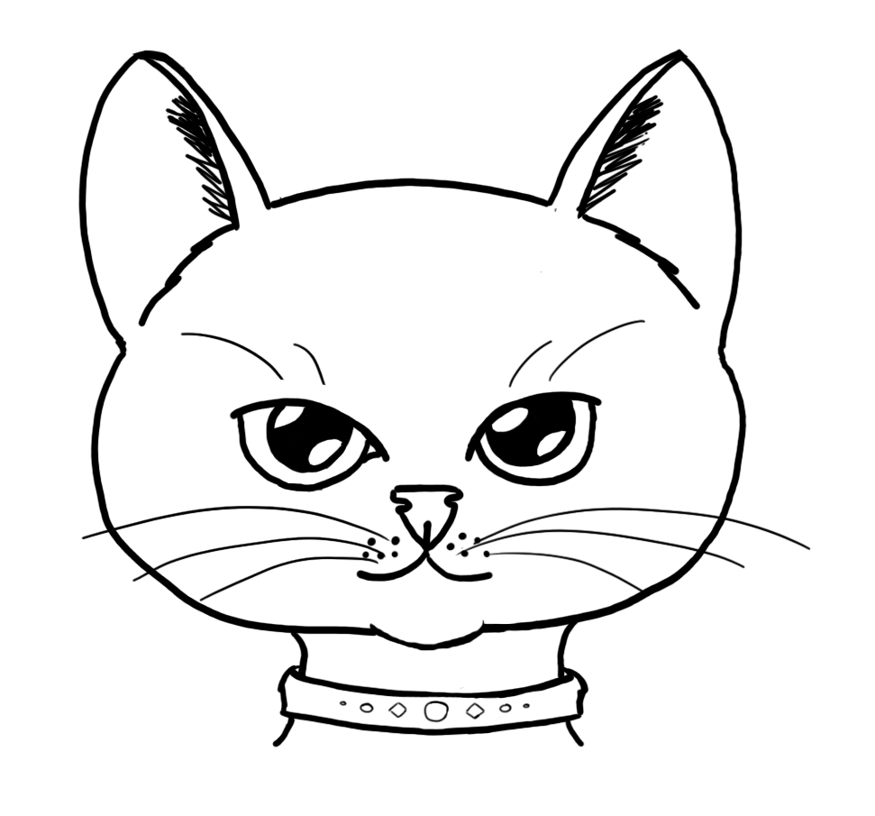 Cat Face Line Drawing - ClipArt Best