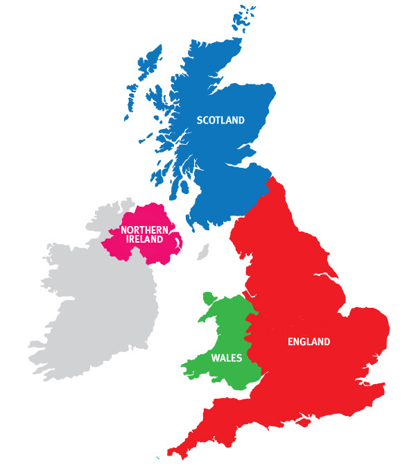 Geography Blog: Map of the countries in the United Kingdom