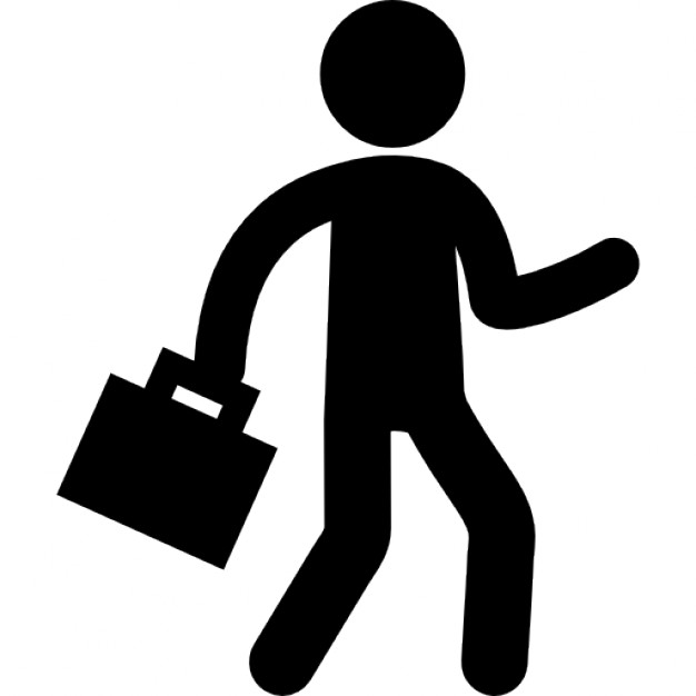 Businessman silhouette walking with suitcase Icons | Free Download