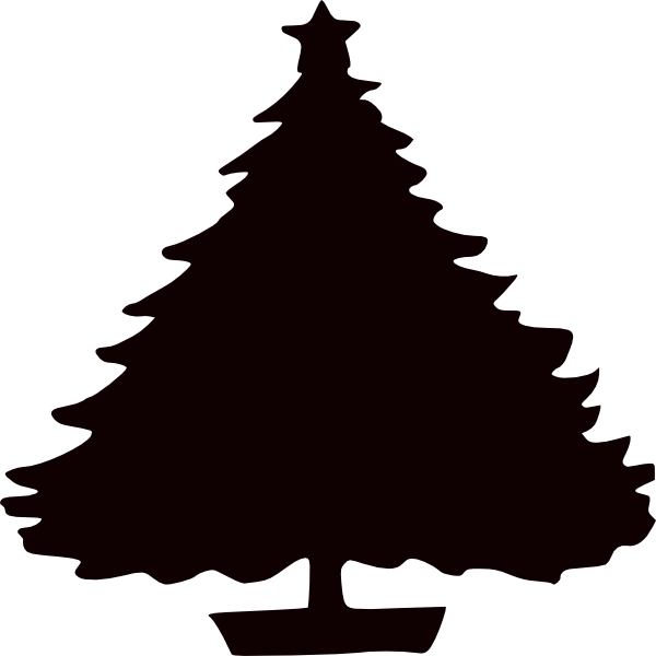 Black christmas tree silhouette clipart