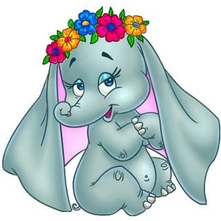 Cute baby elephant clipart with flower