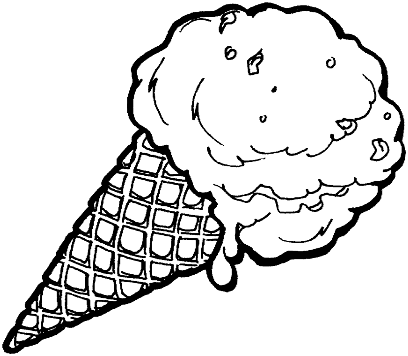 Melting ice cream cone clipart black and white