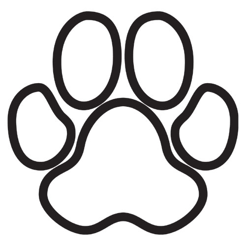 Pawprint Sticker Black Outline, Medium