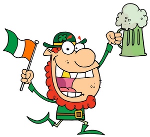 Leprechaun Clipart Image - Leprechaun Holding the Irish Flag and a ...