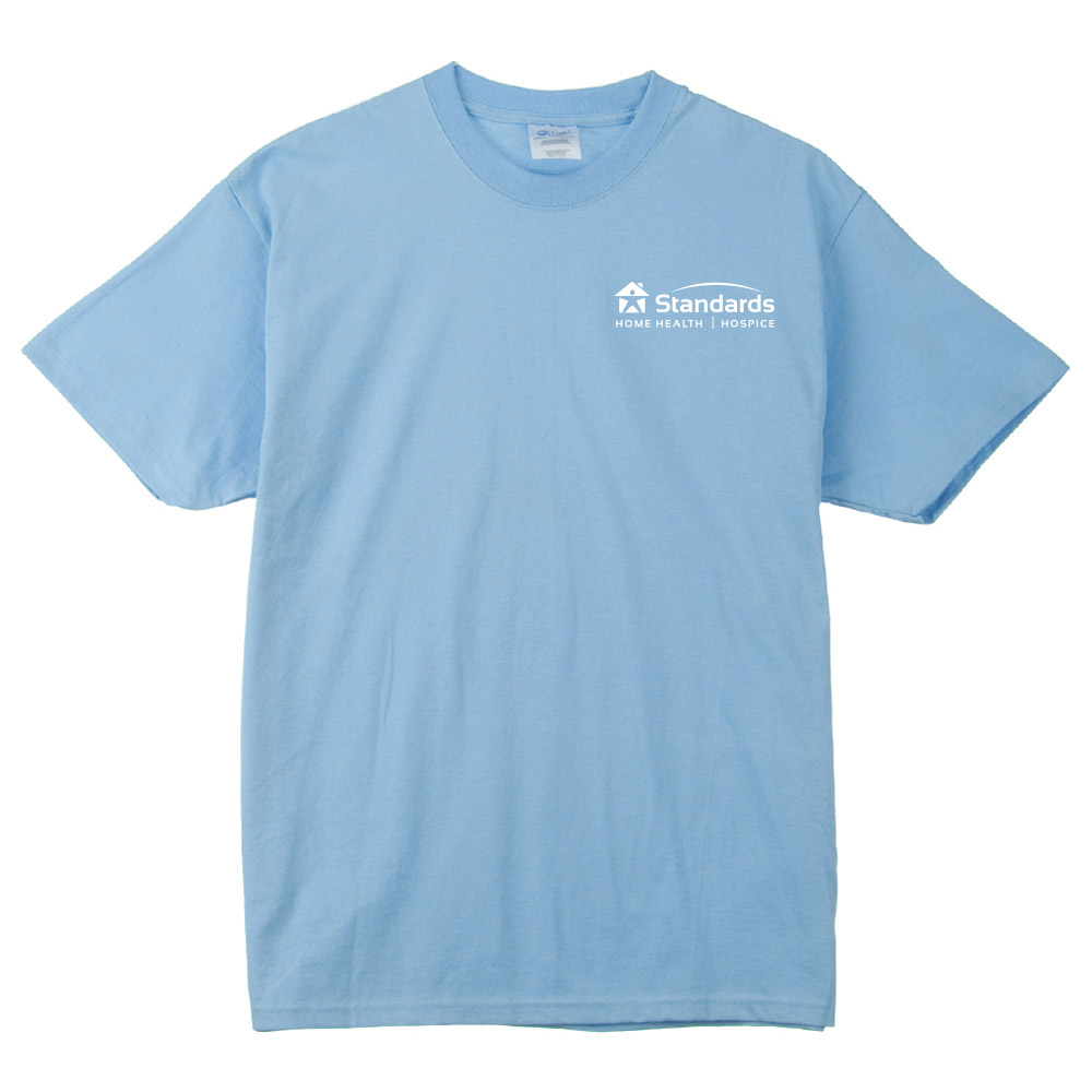 Unisex, Gildan T-Shirt, 50% Polyester & 50% Cotton, Light Blue ...