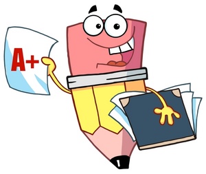 Report Card Clipart Image - A Pencil Character Student Gets an A+ ...