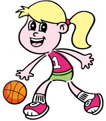 Funny Cartoon Girl Character - Basketball Picture
