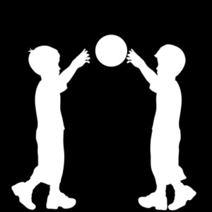 Children Playing Ball Clipart Image - Two children playing ball