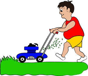 Mowing The Lawn Clipart Image - Fat Man Mowing the Lawn