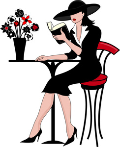 France Clipart Image - Beautiful and Elegant Woman Reading a Book ...