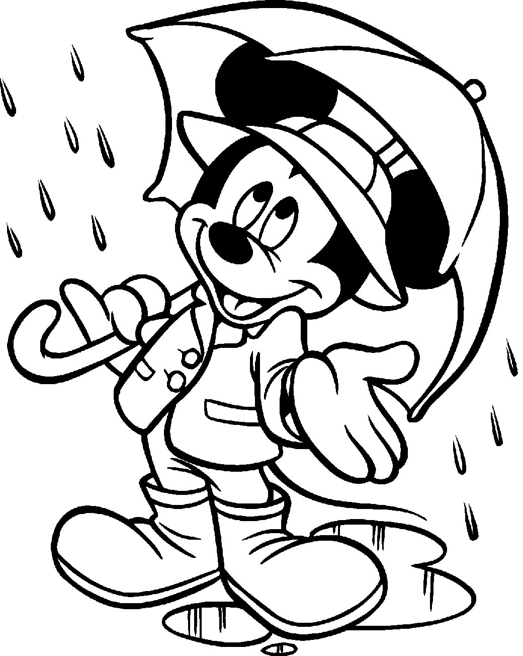 Mickey Mouse Umbrella Was Wearing A Rain Coloring Pages: Mickey ...