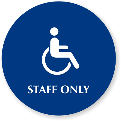 California Staff Only Women Bathroom Sign In Blue, SKU - SE-