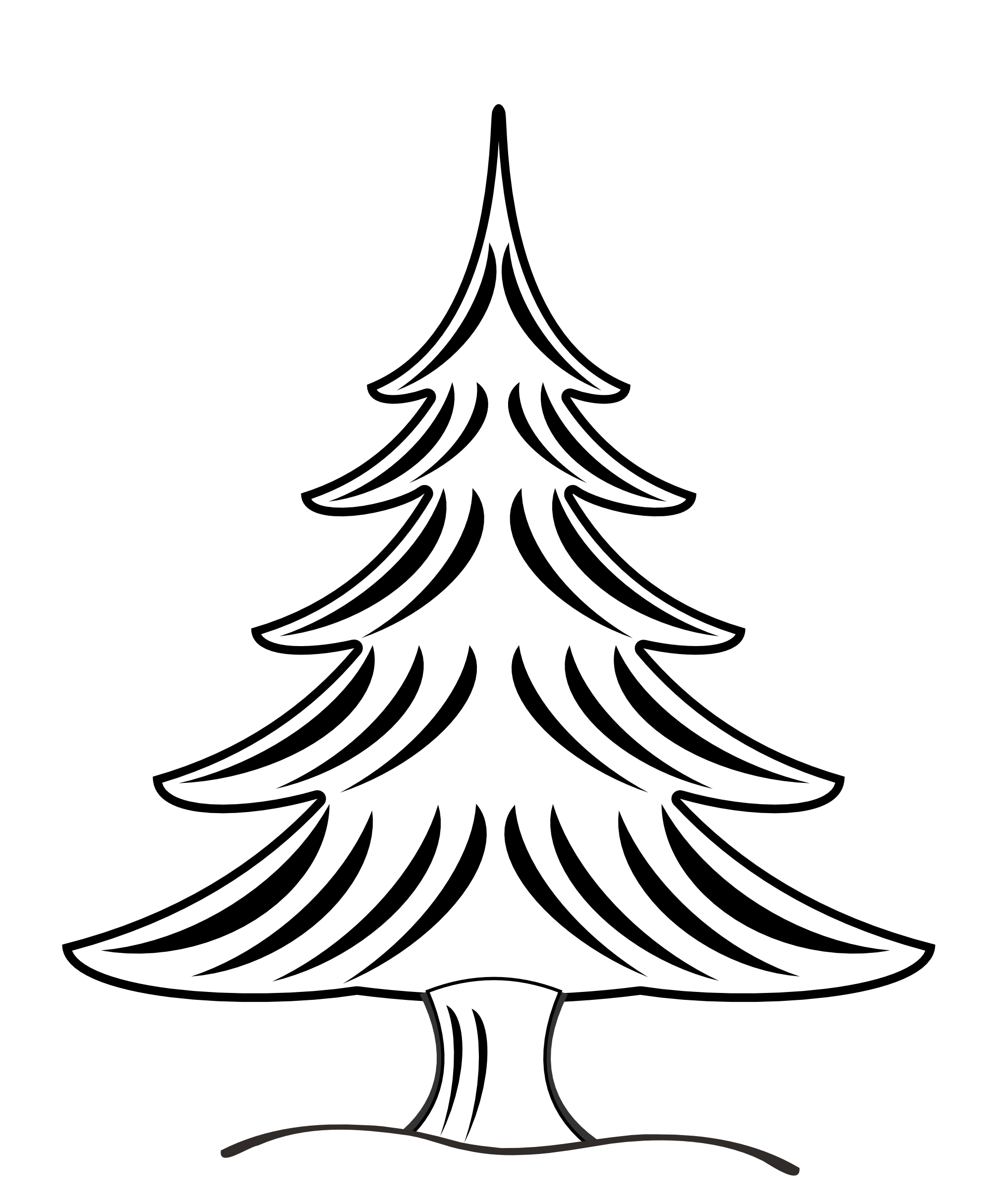 xmas christmas tree 22 black white line art SVG