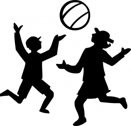 Silhouette Of Kids Playing With A Ball clip art vector, free ...