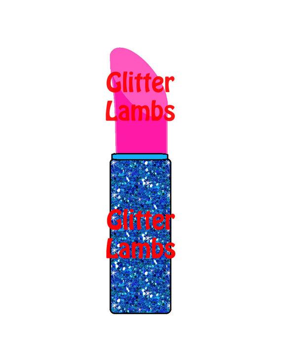 Blue Glitter Lipstick Clipart Beauty Digital by GlitterLambs