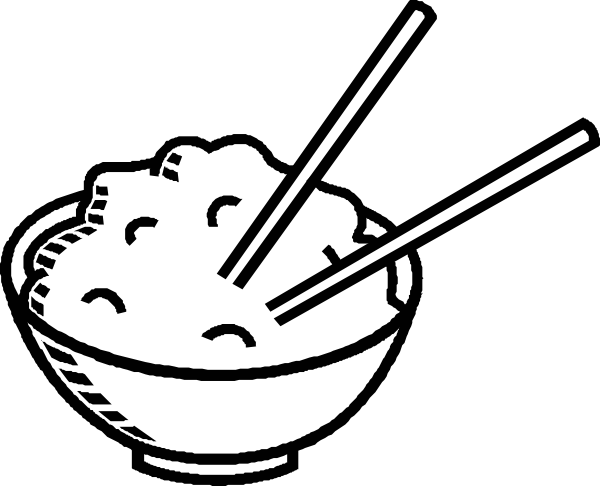 Rice Bowl Black And White Clip Art - vector clip art ...