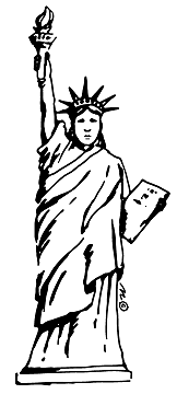 Black and White Statue of Liberty Clipart