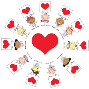 Hearts Clipart Image - A red Valentine heart surrounded by angels ...