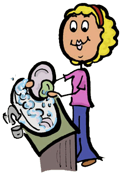 Full Version of Stick Figure Female Washing Dishes Clipart