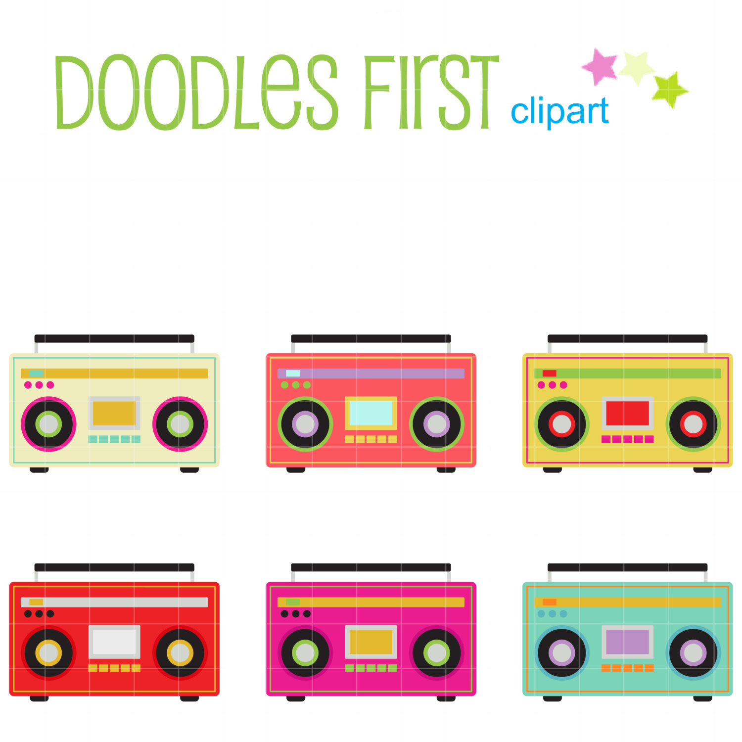 Funky Boombox Digital Clip Art for Scrapbooking by DoodlesFirst
