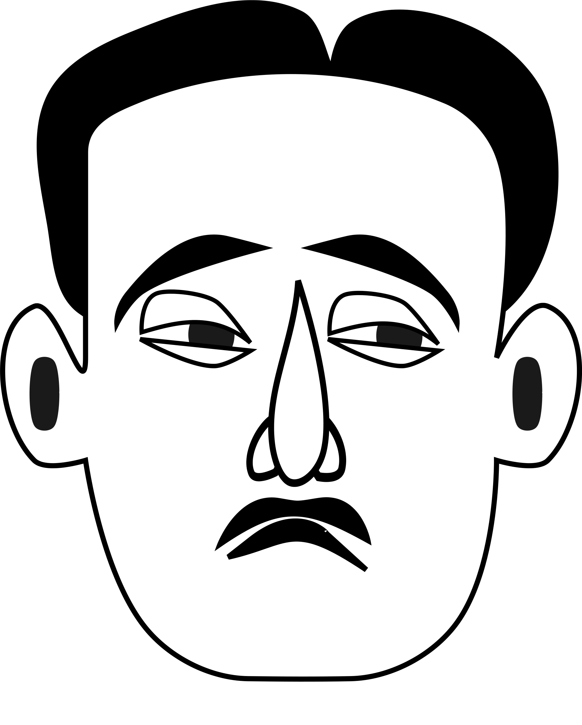 Sad face clipart black and white